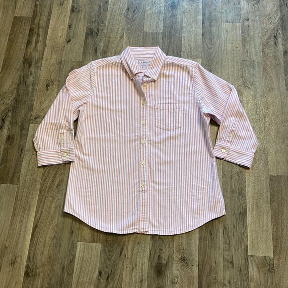 L.L. Bean Women’s Small Petite Pink striped Button Down Shirt - Picture 1 of 7